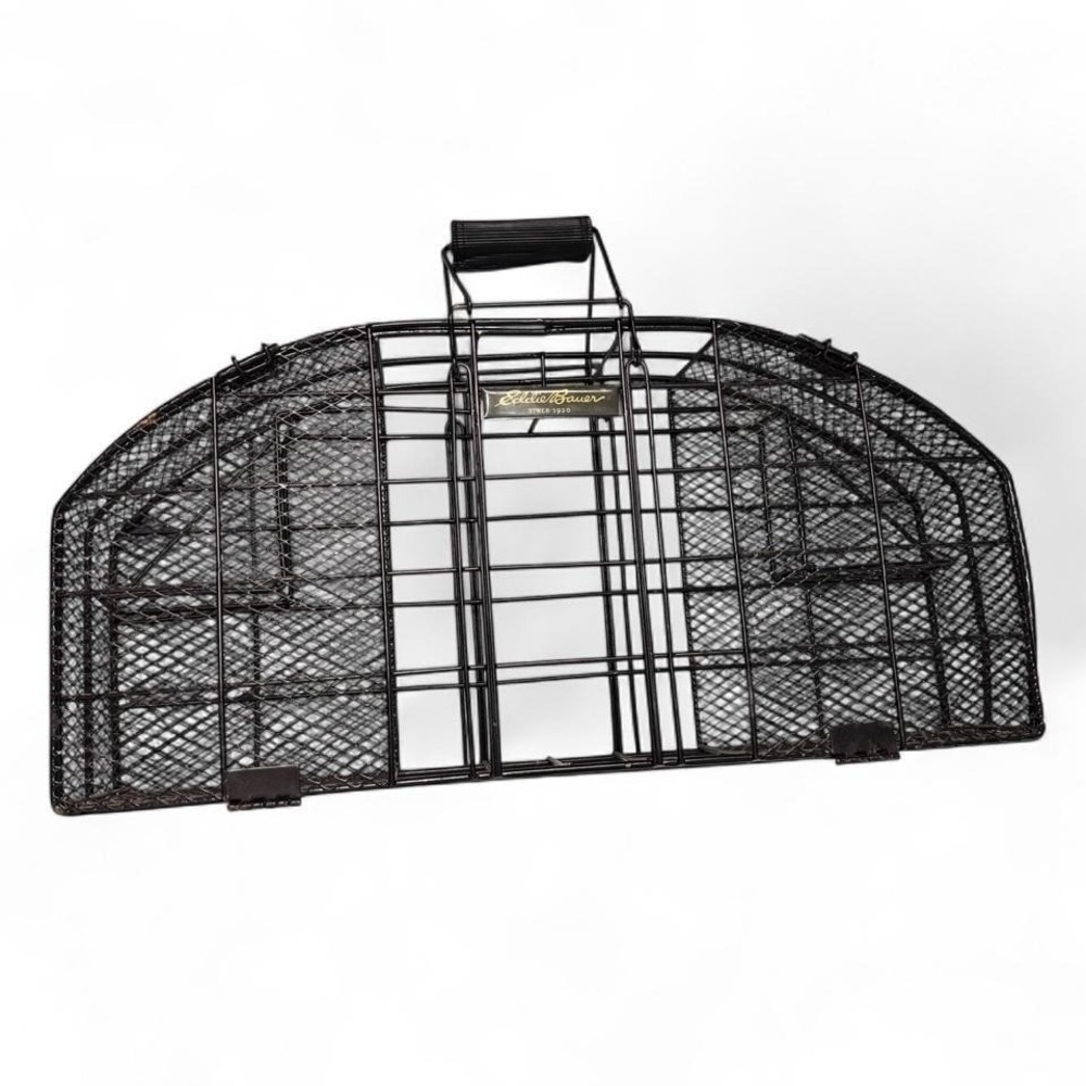 Eddie Bauer Metal Wire Croquet Carry Basket Black Mesh Vintage Game Storage
